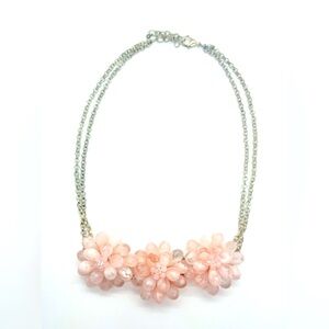 Beautiful pink rose flower cluster necklace